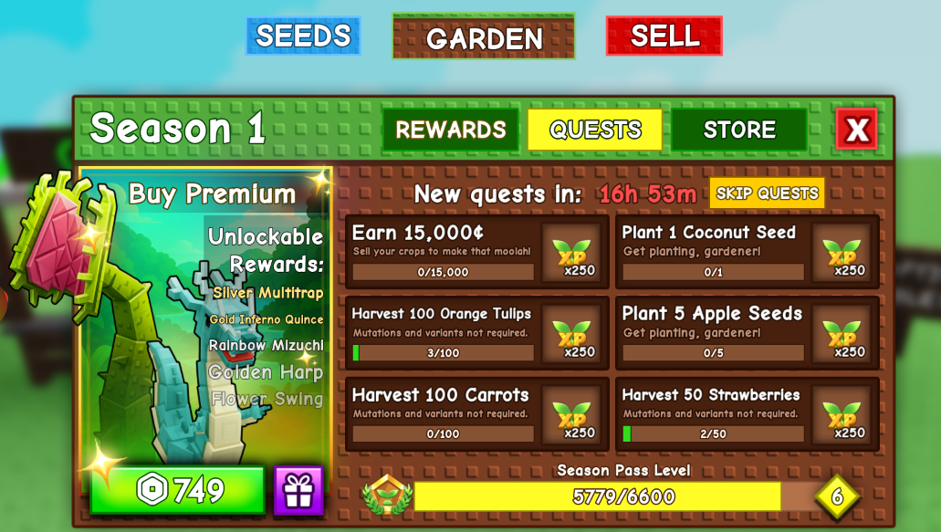 season pass grow a garden